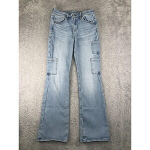 American Eagle Cargo Jeans Womens 6 (29x31) Blue Kick Boot Stretch
